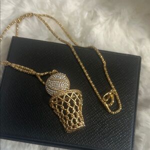 Gold Basketball Hoop Pendant Necklace - Women Jewelry